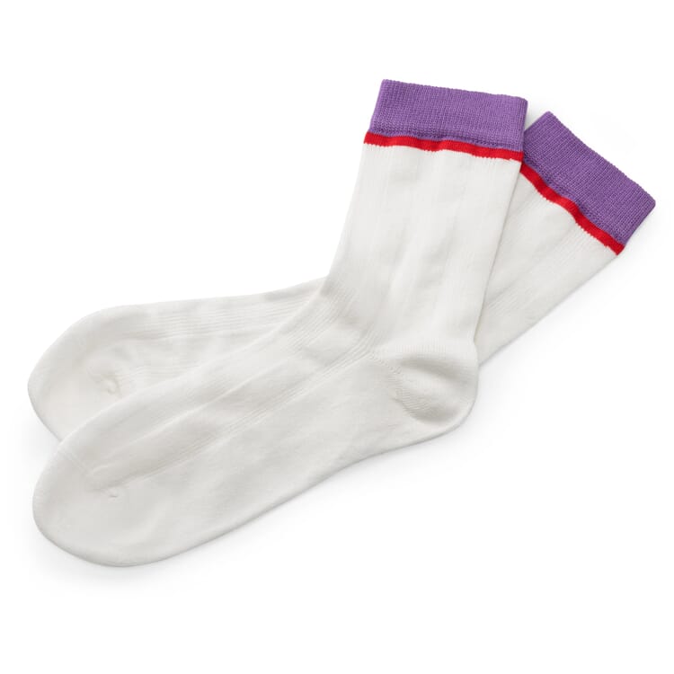 Damensocken, Weiß-Flieder