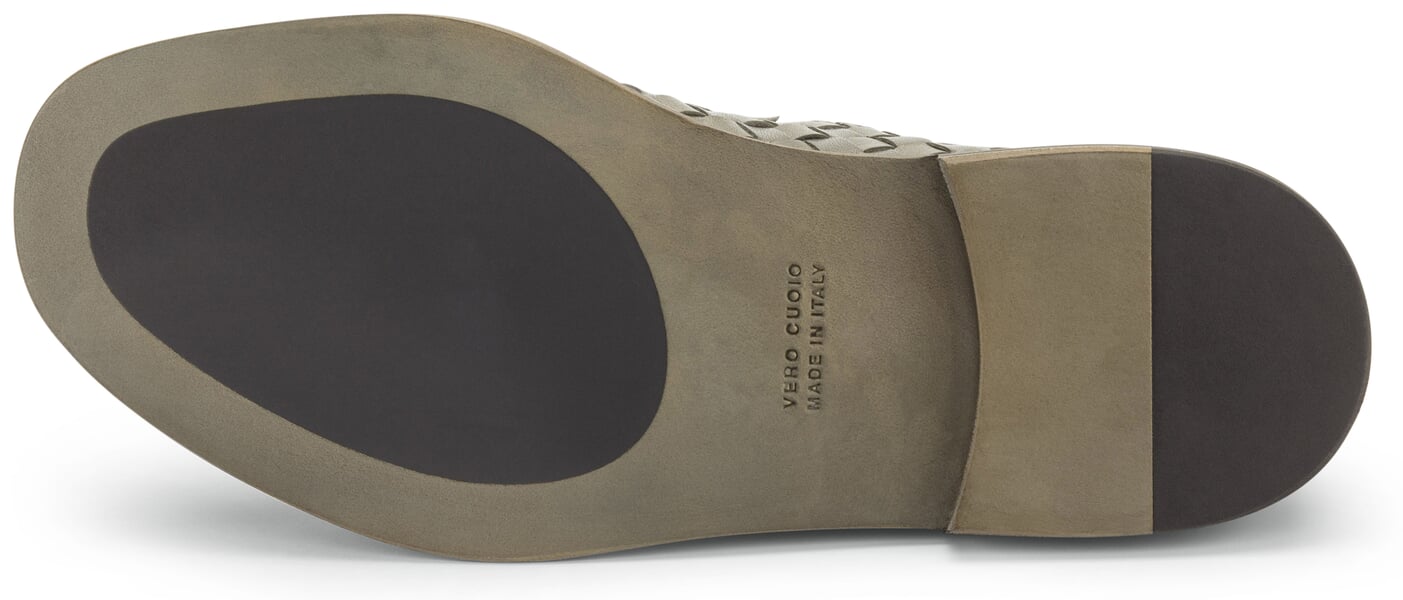 Damen-Lederslipper geflochten Oliv