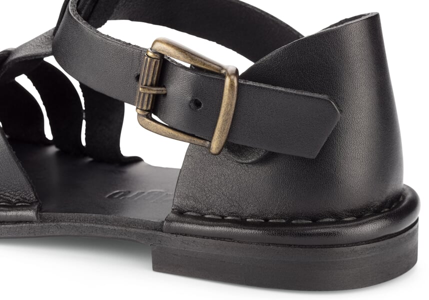 Leren damessandaal Zwart, close-up