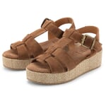 Damessandaal met plateau Cognac