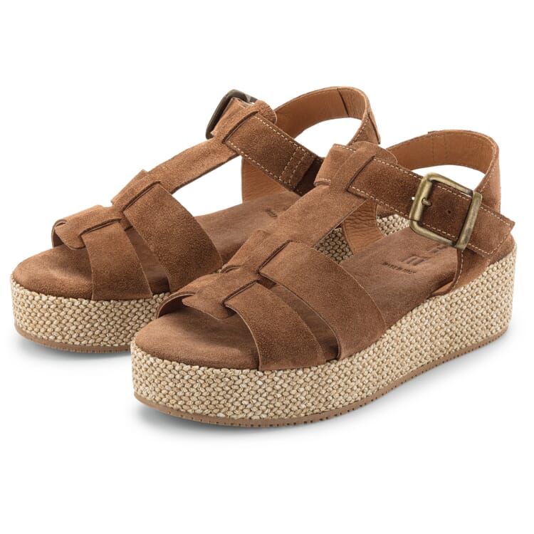 Plateau-sandal til kvinder, Cognac