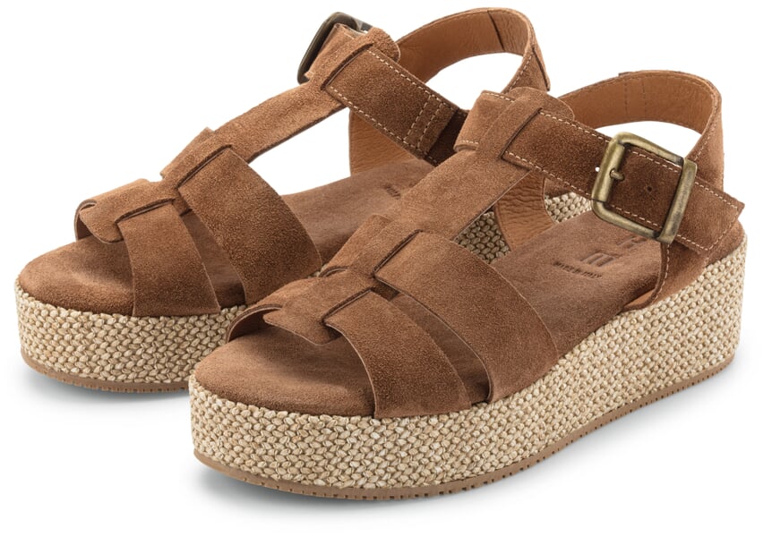 Plateausandalen voor dames Cognac