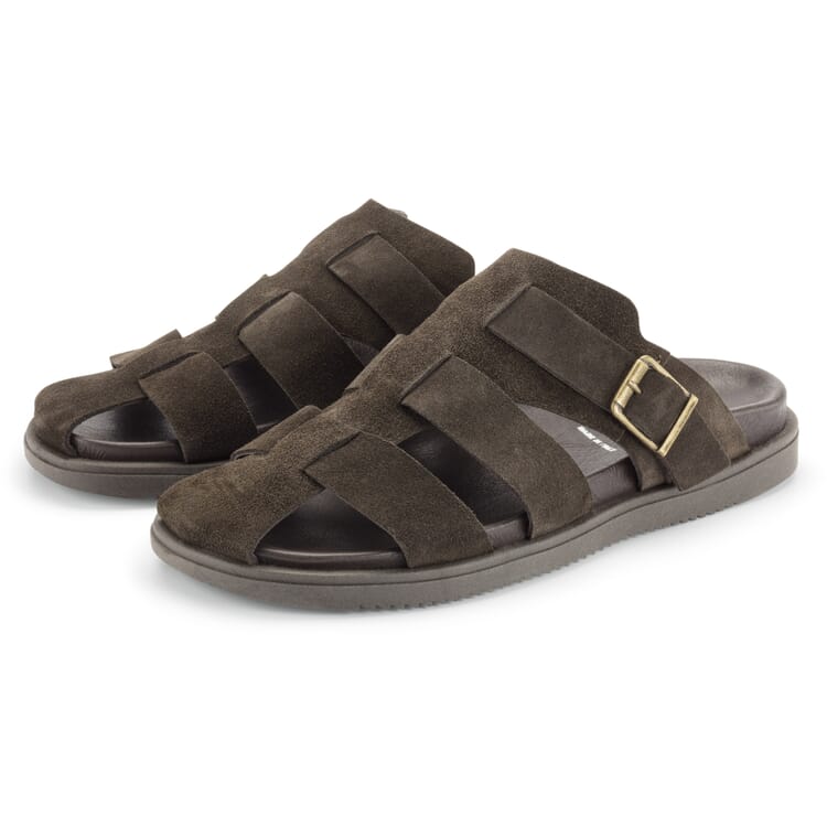 Men's suede mule, Black brown