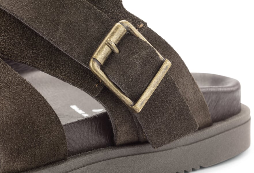 Herrenpantolette Rauleder Schwarzbraun, Detailsicht