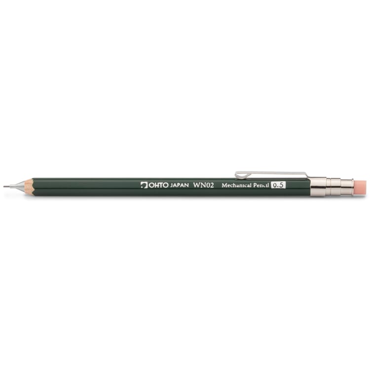 Mini mechanisch potlood cederhout 0,5 mm stift, Groen