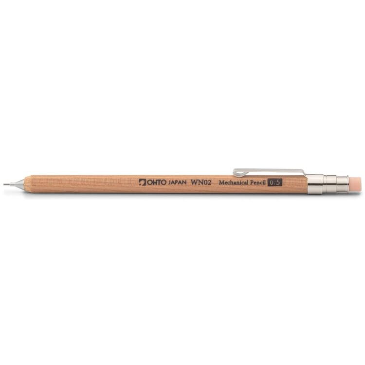 Mini mechanisch potlood cederhout 0,5 mm stift, Natuur
