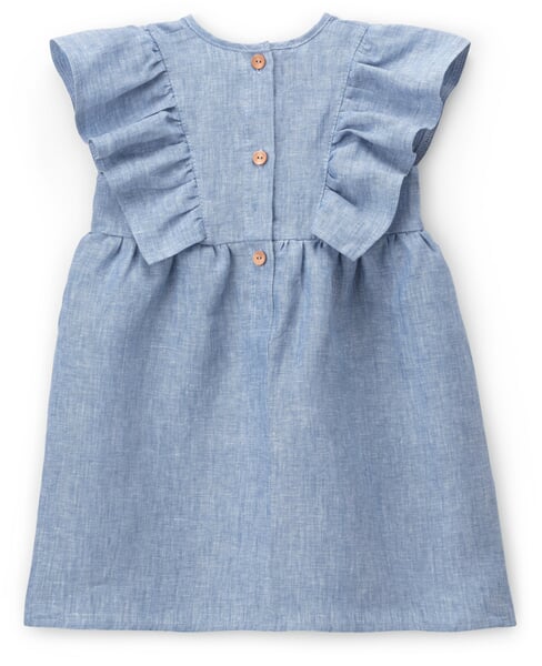 Kinder-Kleid Leinen Blau