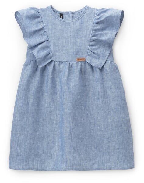 Kinder-Kleid Leinen Blau