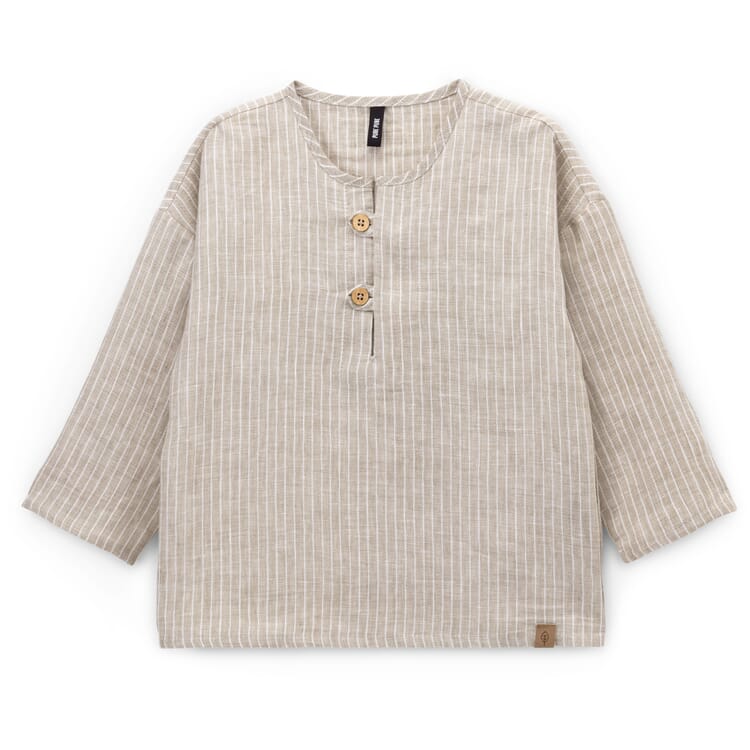 Children's long sleeve shirt linen striped, Natural white