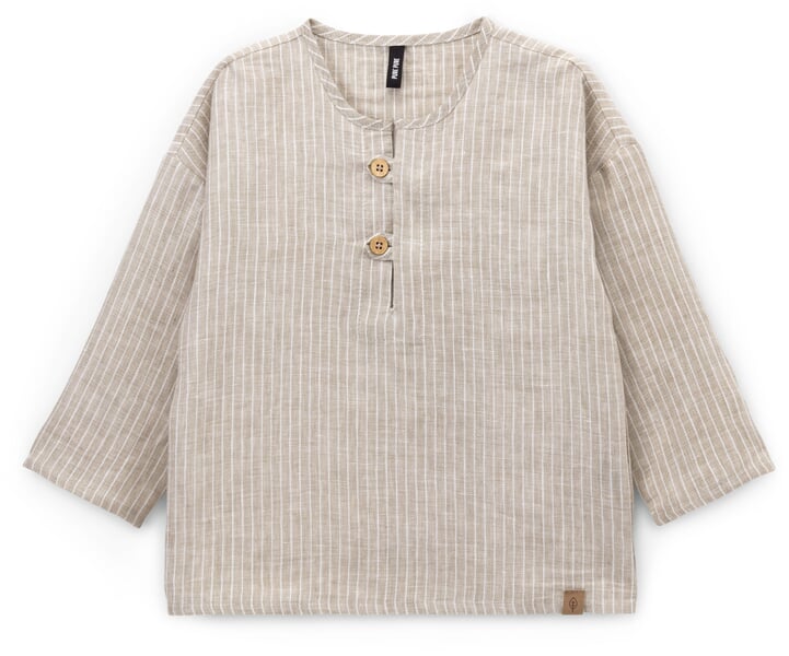 Children's Striped Linen Long-Sleeve Shirt Natural White