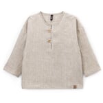 T-shirt manches longues enfant lin rayé Nature-Blanc