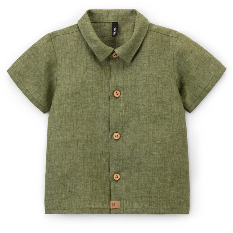 Chemise enfant manches courtes en lin, Olive