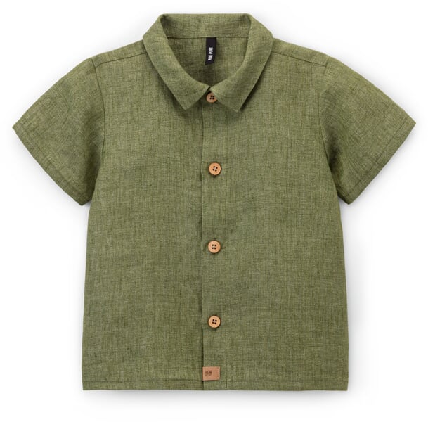 Children’s Short-Sleeve Linen Shirt Olive