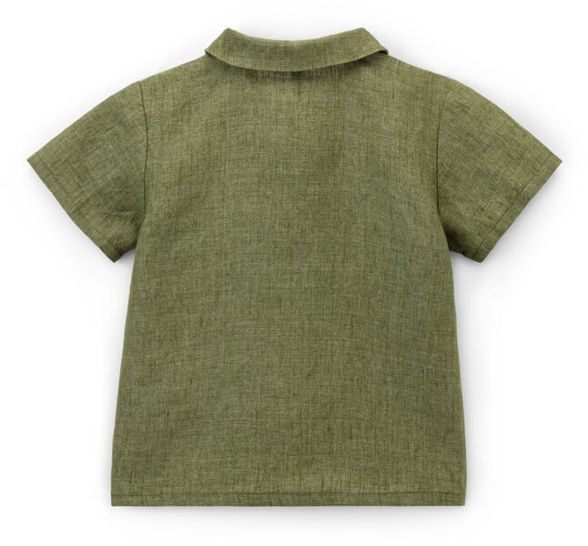 Children’s Short-Sleeve Linen Shirt Olive