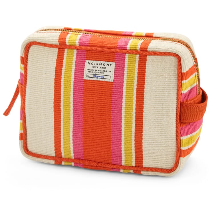 Trousse de toilette N° 43 à rayures, Rouge-Crème