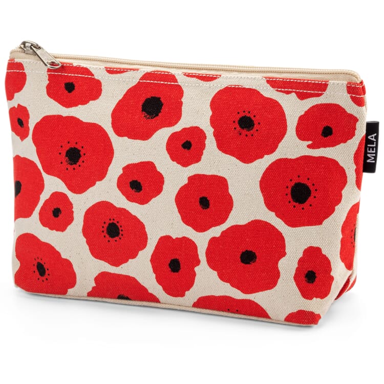 Toiletry bag floral print, red-nature