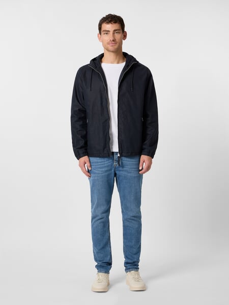 Herren-Kapuzenjacke Leinen Navy, Tragebild