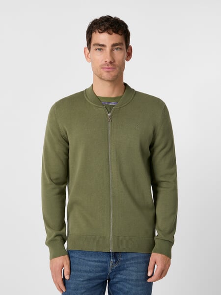 Chaleco de punto para hombre con cremallera Verde oliva, Tragebild