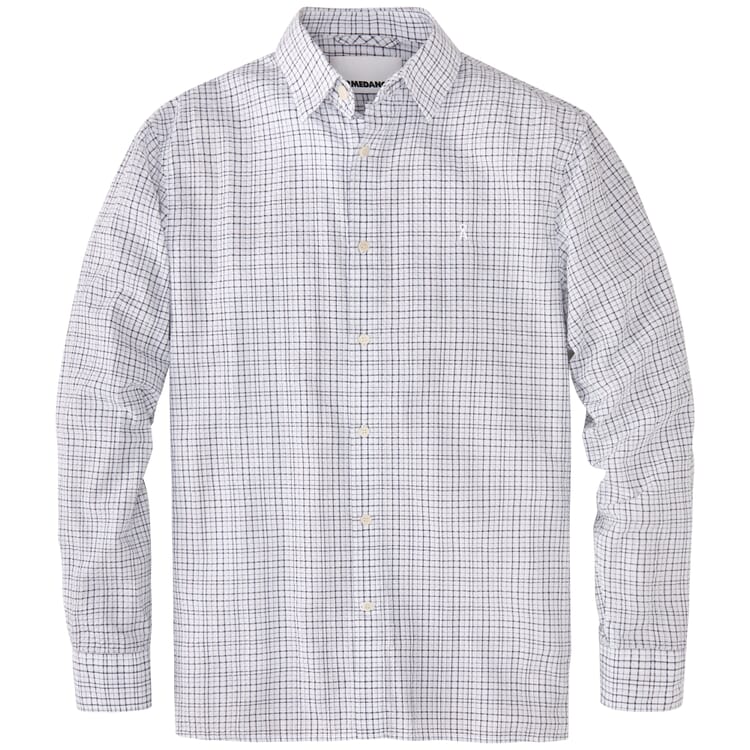 Chemise homme en seersucker, Blanc-Navy