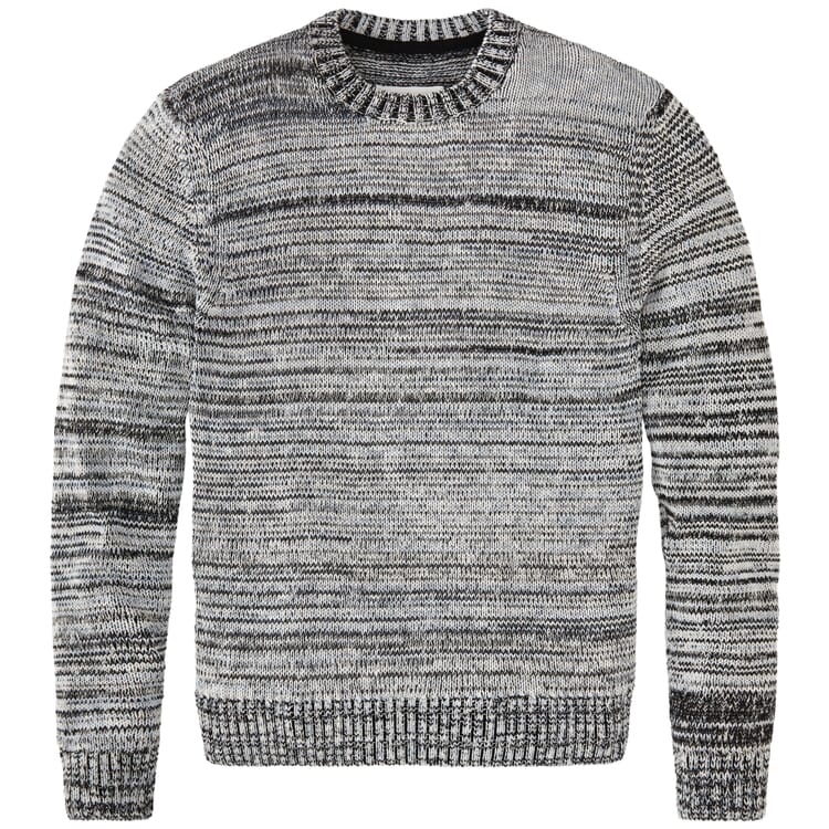 Herren-Strickpullover meliert, Blau-Grau