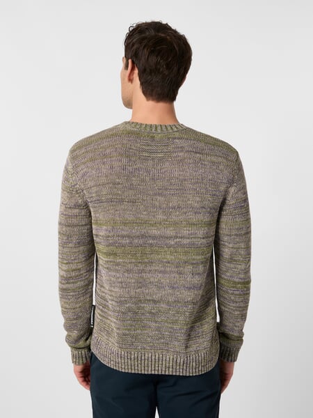 Herren-Strickpullover meliert Grün-Lila, Tragebild