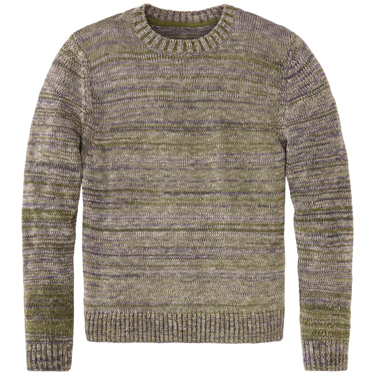 Herren-Strickpullover meliert, Grün-Lila