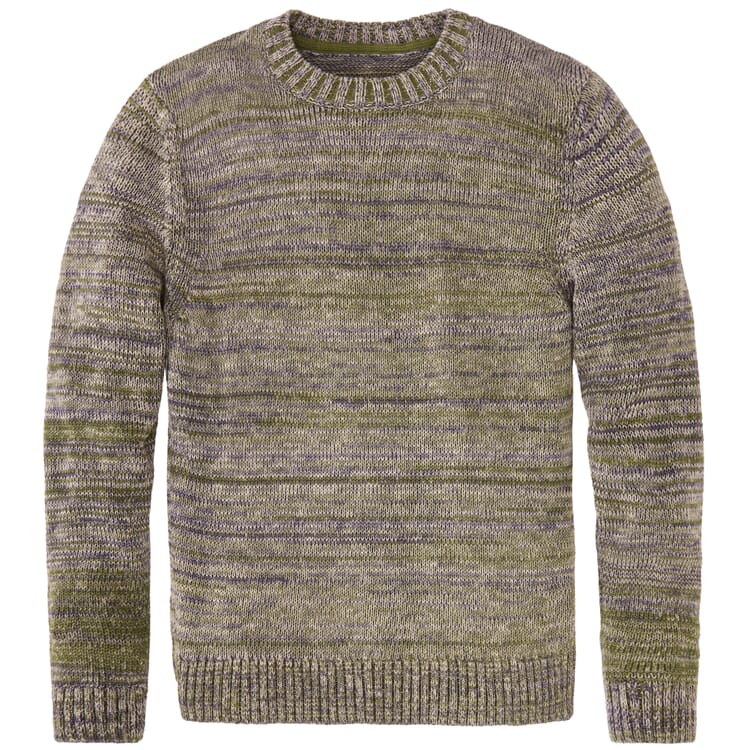 Pull en maille pour homme, chiné, Vert et violet