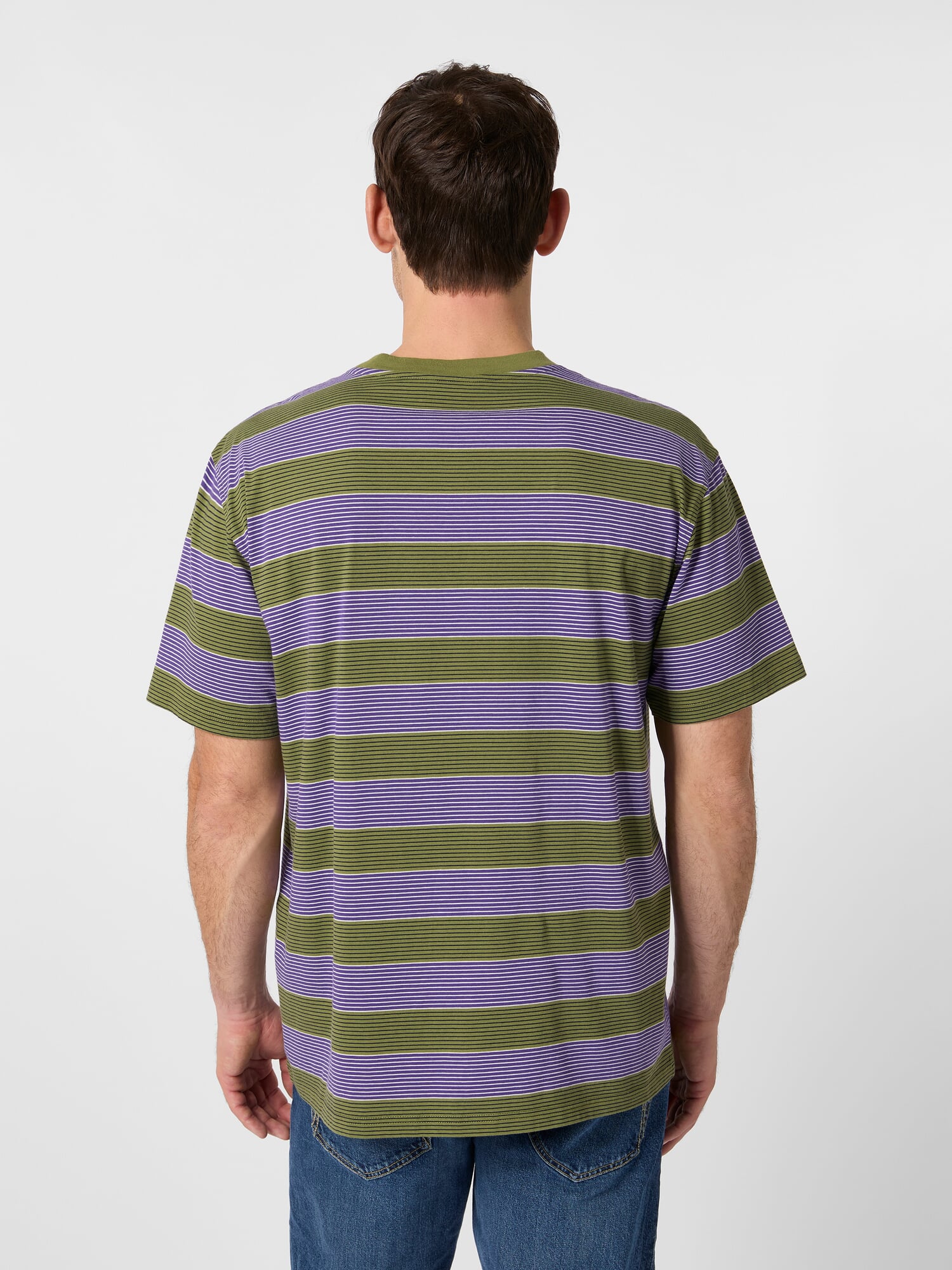 Men's striped shirt, Olive green-purple | Manufactum