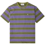 Men's striped shirt Olive green-purple