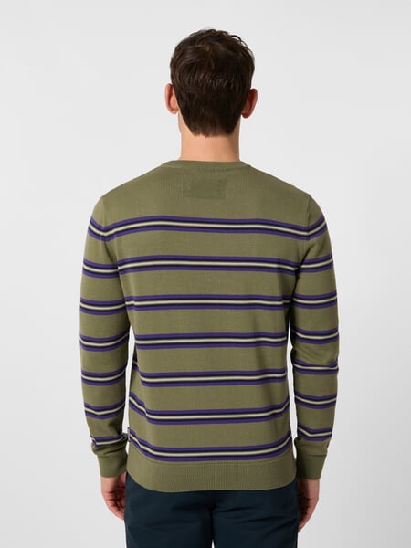 Mens Knit Sweater Olive green-purple, presented on a model