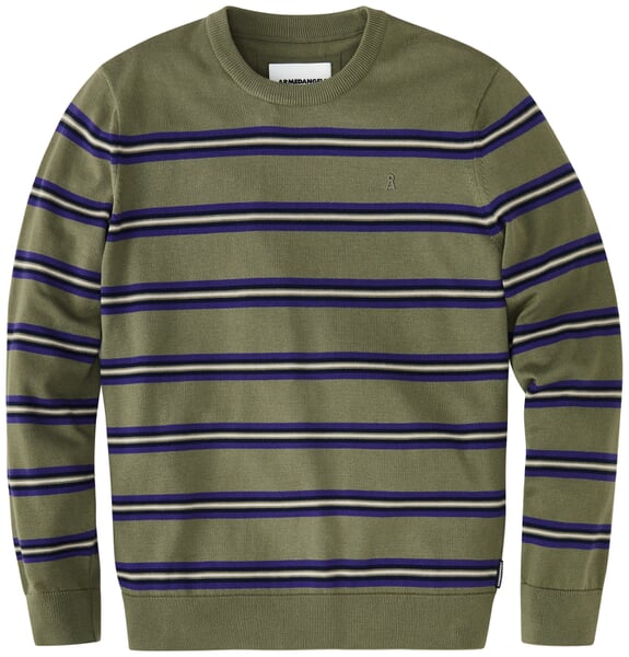Herren-Strickpullover Olivgrün-Lila
