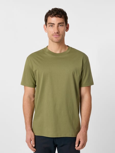 T-shirt en coton pour homme Vert d'olive, présenté sur un modèle