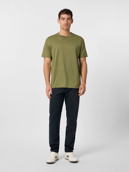 Men's Cotton T-Shirt Olive green, presented on a model