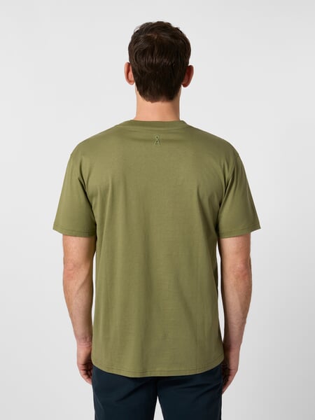 T-shirt en coton pour homme Vert d'olive, présenté sur un modèle
