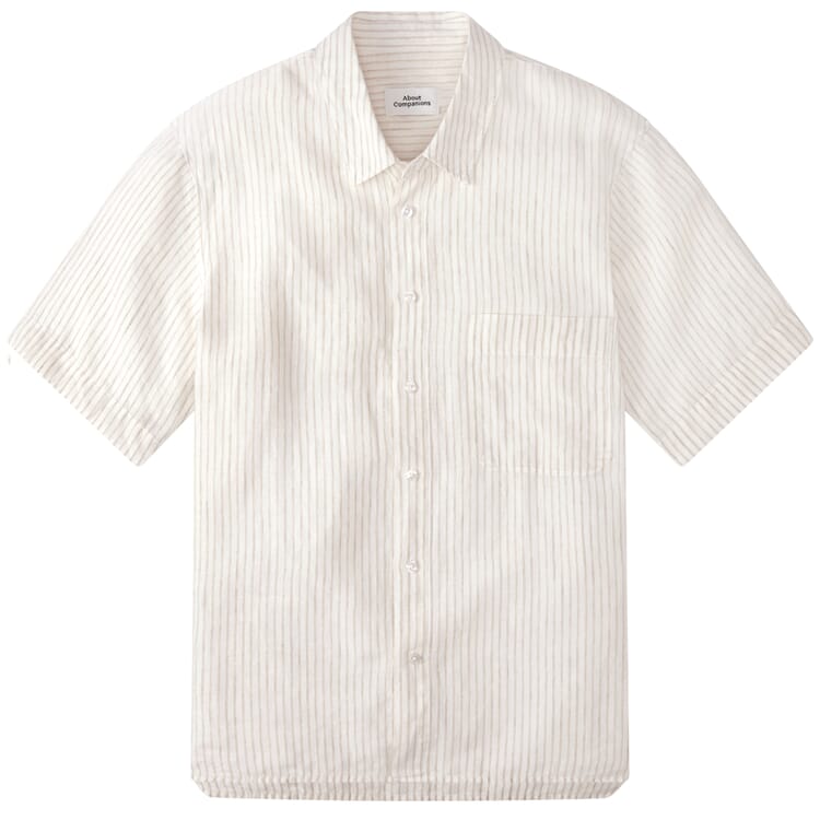 Chemise en lin à rayures pour homme, Pierre blanche