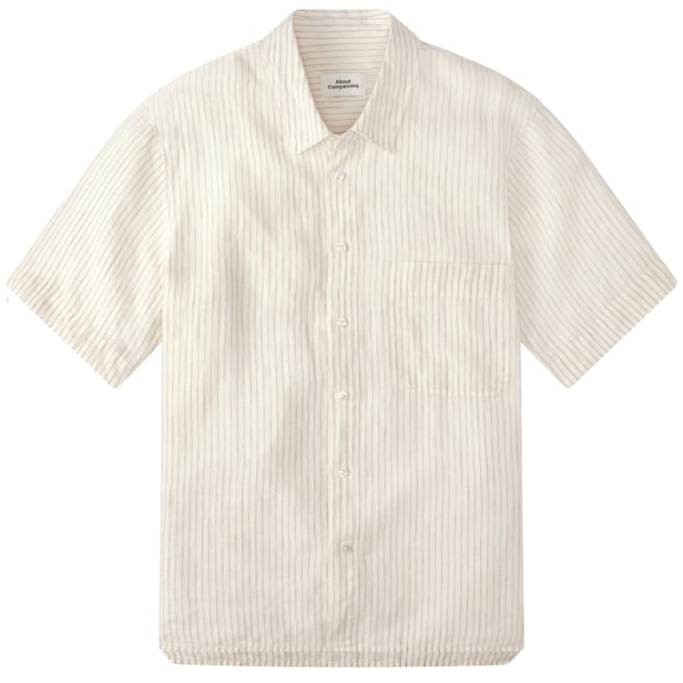 Mens linen shirt striped, White stone