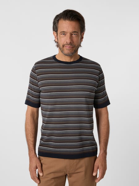 Herren-Strickshirt Navy-Braun-Grau, Tragebild