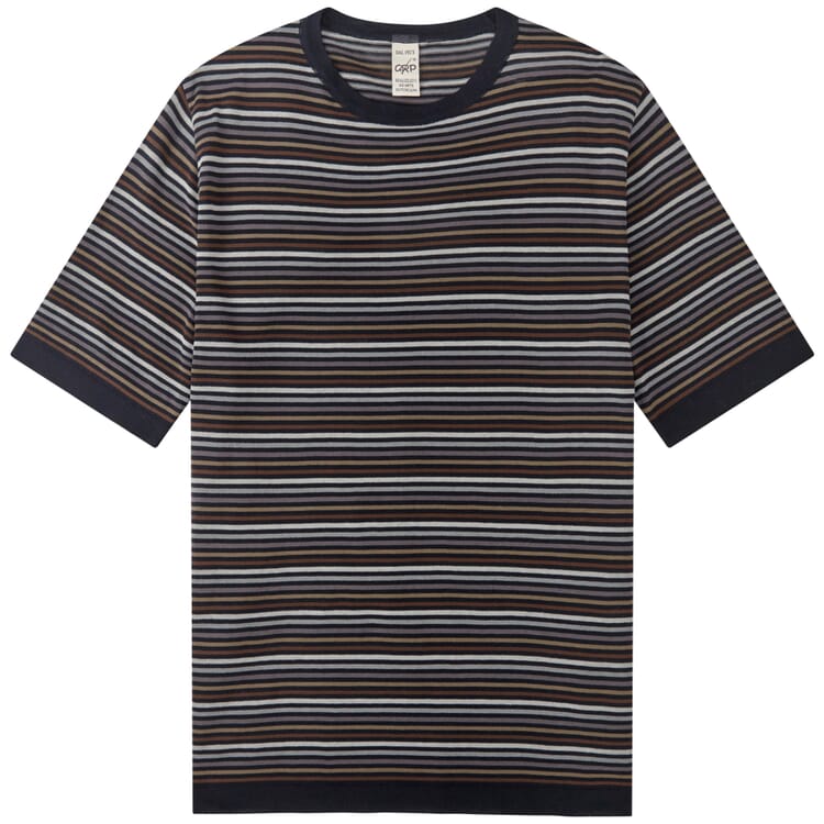 Camisa de punto para hombre, Marrón marino-gris