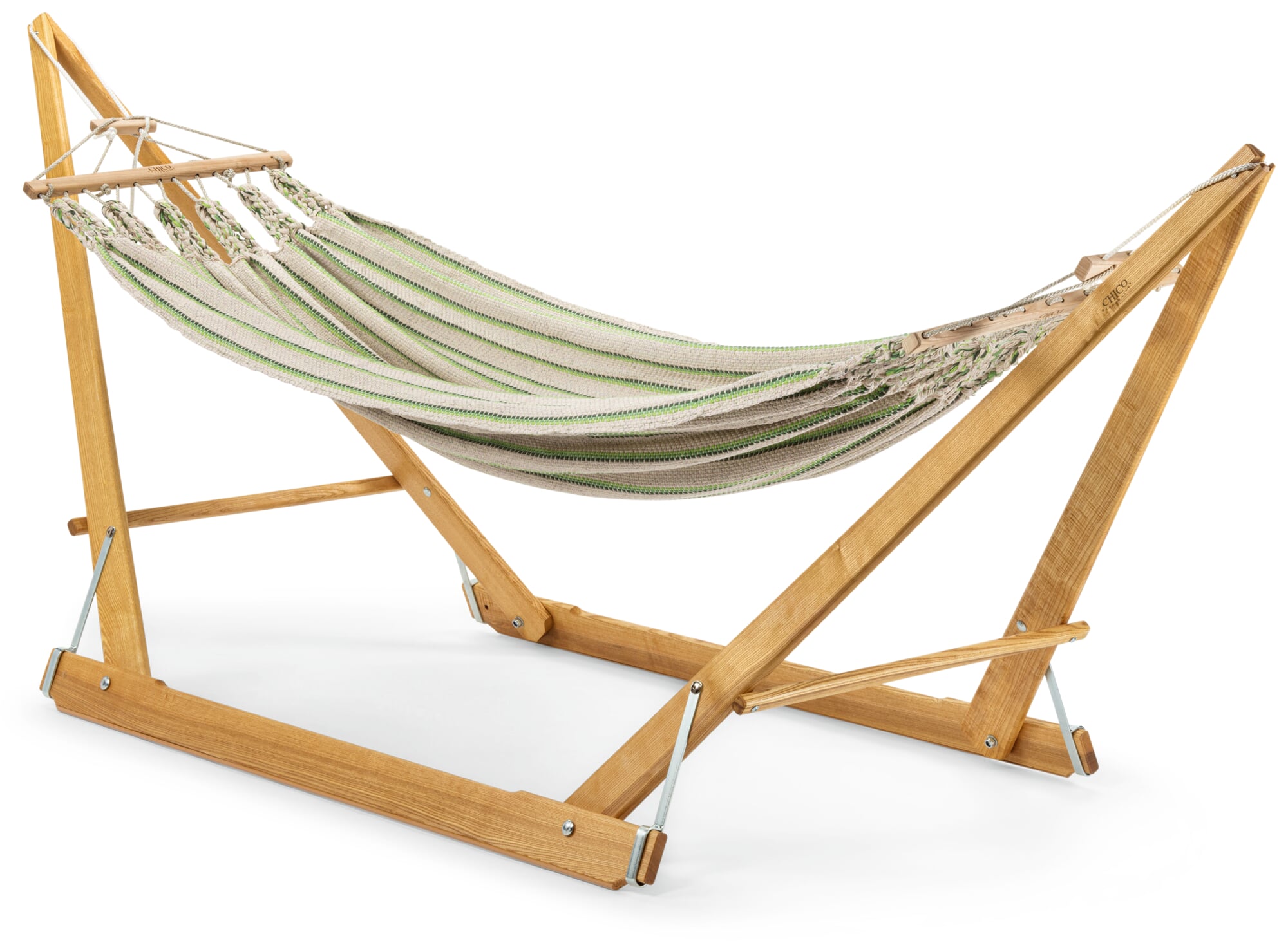 Einzelhngematte Baumwolle, Beige/Grn | Manufactum