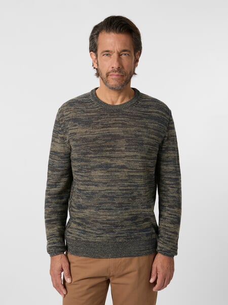 Herrenpullover Leinen Navy-Grün-Beige, Tragebild