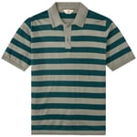 Polo de punto a rayas para hombre Verde petróleo