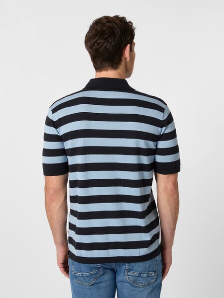 Polo de punto a rayas para hombre Azul marino, Tragebild