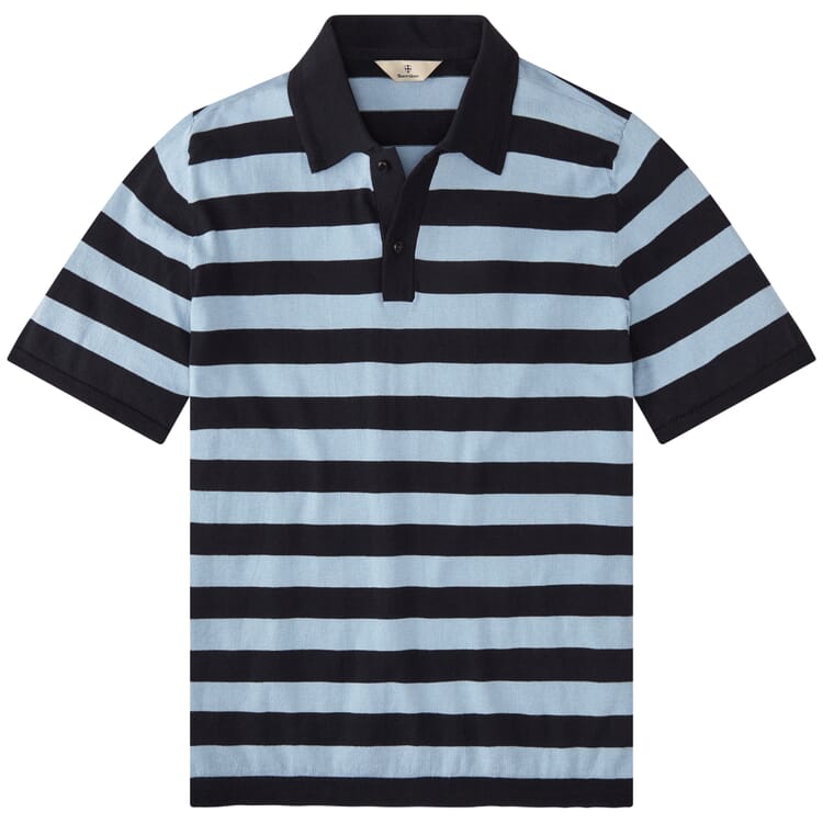 Polo de punto a rayas para hombre, Azul marino