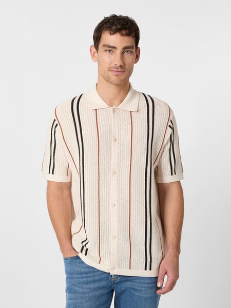 Herren-Poloshirt Knopfleiste Weiß, Tragebild