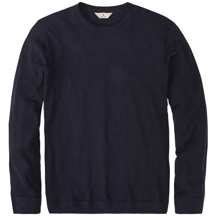 Camisa de punto de manga larga para hombre, Azul marino
