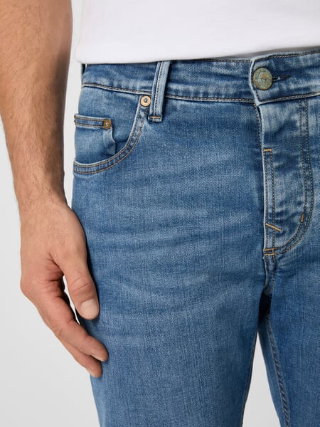 herenjeans Regular Slim Fit denim Used, close-up