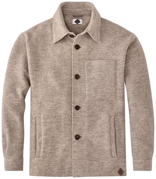 Giacca-camicia da uomo in maglia di lana Sabbia