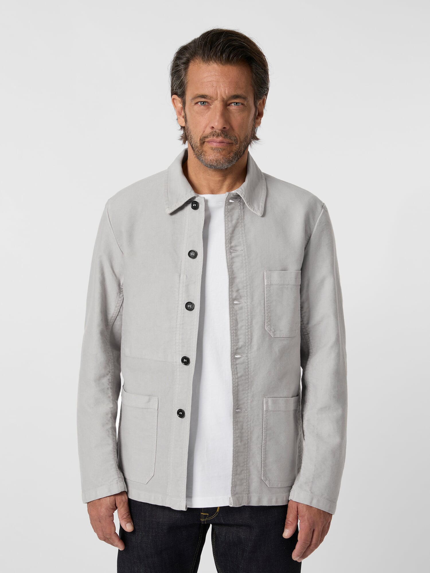 Mens shirt jacket moleskin, Light gray | Manufactum