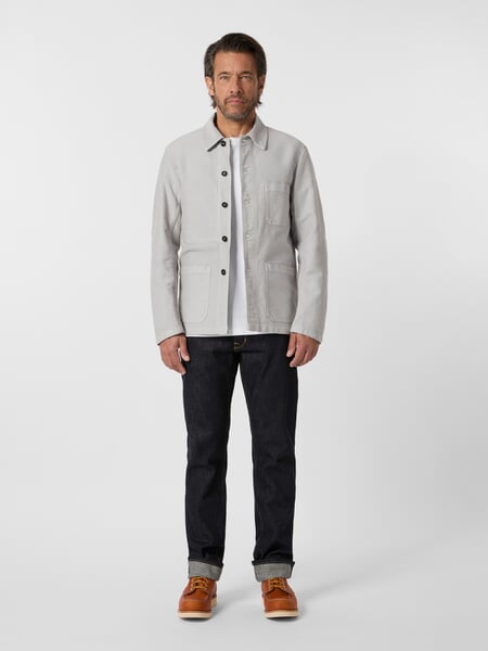 Herren-Hemdjacke Moleskin Hellgrau, Tragebild