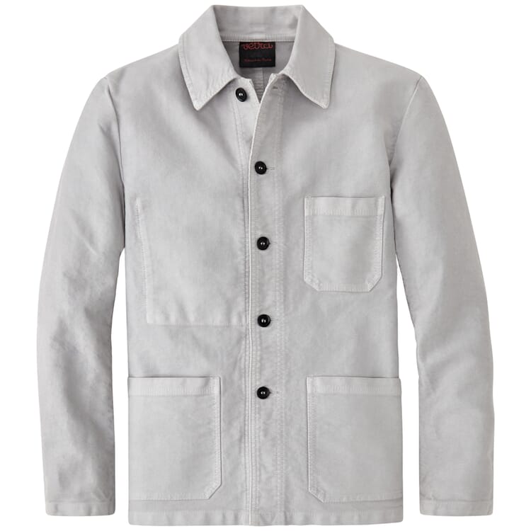 Chaqueta camisera de molesquín para hombre, Gris claro